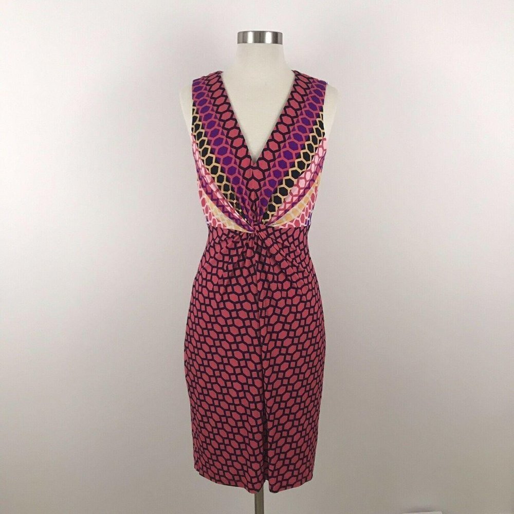 Donna Morgan Womens Dress Size 6 Knot Waist‎ Empire Sleeveless Patterned NWOT